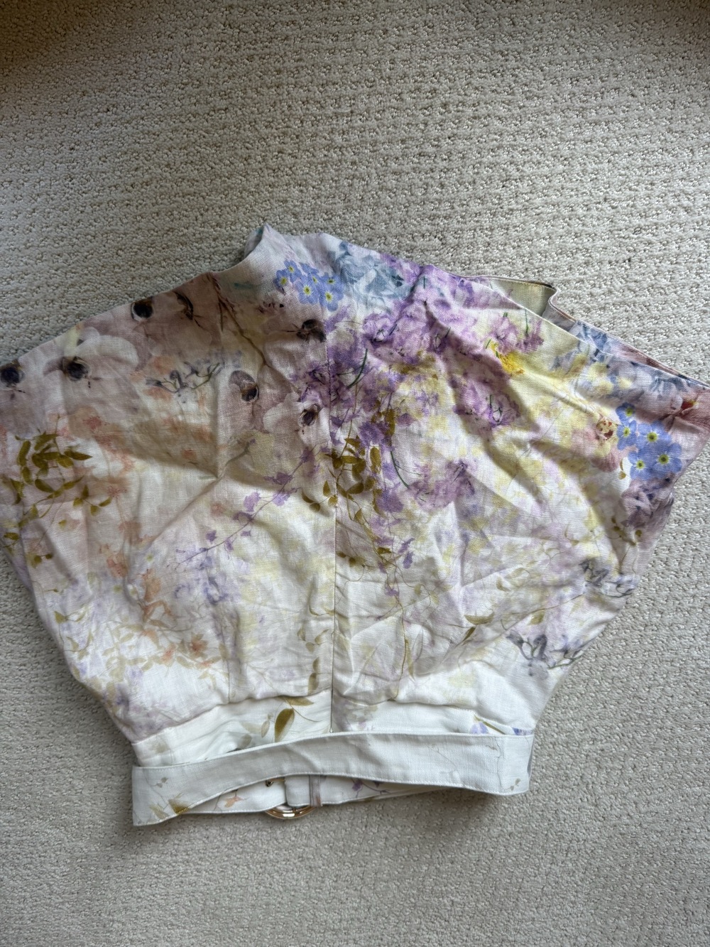 Zimmermann pastel floral belted high waist pleated shorts - Picture 4 of 5